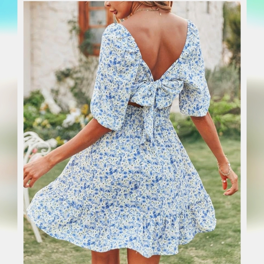 NWT! Floral tie back dress